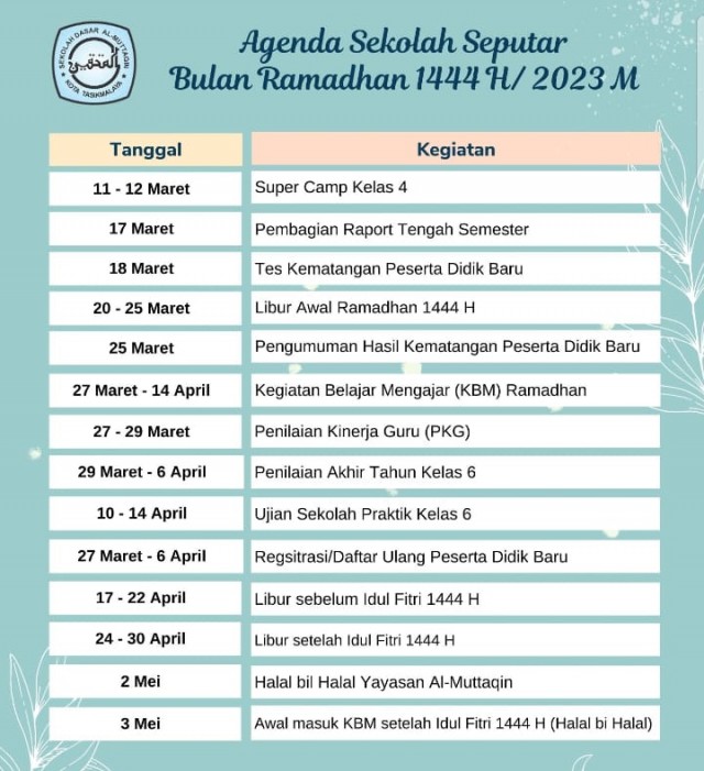 Agenda Sekolah di Bulan Ramadhan 